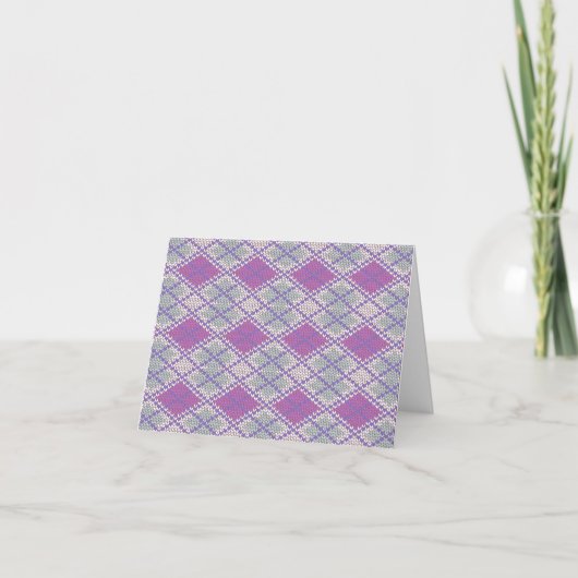 CARTE DE NOTE EN TRICOT ARGYLE LILAS / Horizontale (Devant)