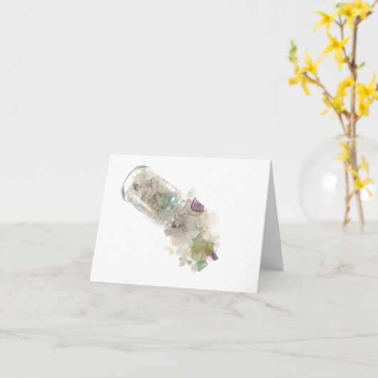 Carte de note en verre de mer (Fleur jaune)