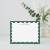 Carte de note encadrée vague vert algue (Debout devant)