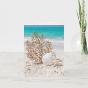 Carte de note Éventail marin avec dollar de sable