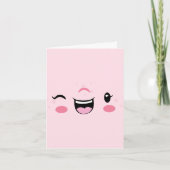 Carte de note faciale Kawaii rose Wing (Devant)