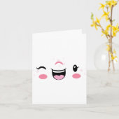 Carte de note faciale Kawaii rose Wing (Fleur jaune)