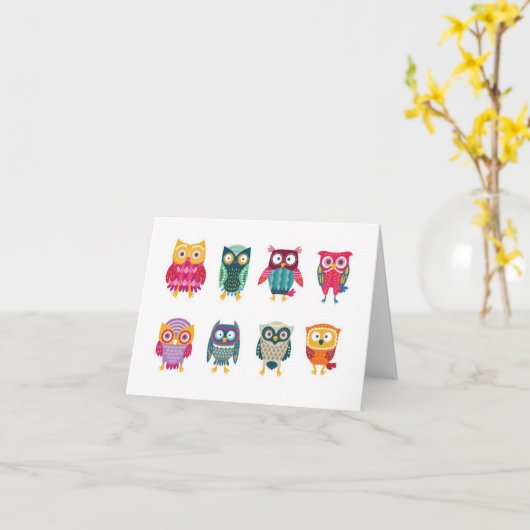 Carte de note faite sur commande de hiboux (Fleur jaune)