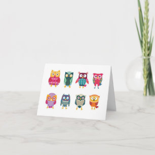 Carte de note faite sur commande de hiboux