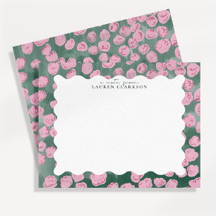 carte de note fantaisiste rose et verte à motif fl