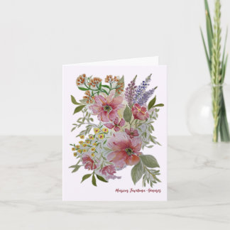 Carte de note/félicitations avec bouquet floral ro