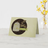 Carte de note Félicitations Birdcage (Fleur jaune)