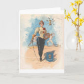 Carte de note femelle vintage d'escrimeur (Fleur jaune)