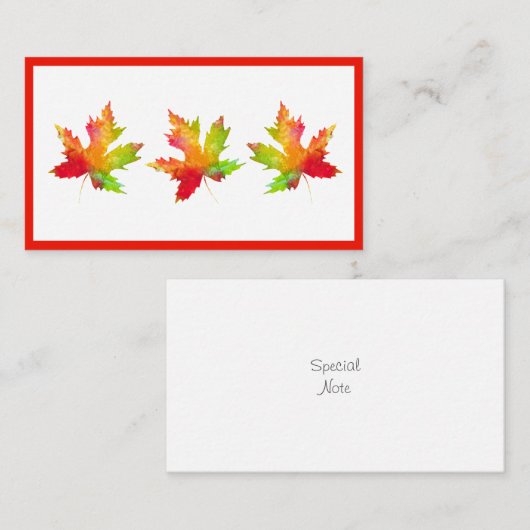 Carte de note Feuille d'érable d'automne (Devant / Derrière)