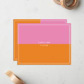 Carte de note fille couleur orange rose (Devant/Arrière en situation)