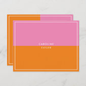 Carte de note fille couleur orange rose (Devant / Derrière)