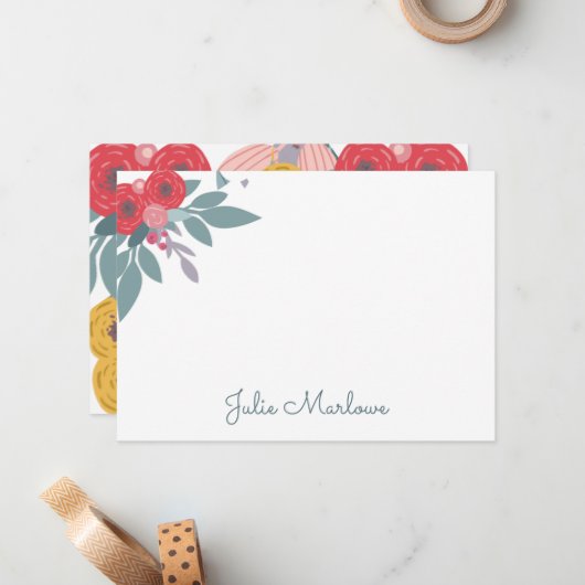 Carte de note flatée de Boho peint en blanc (Devant/Arrière en situation)