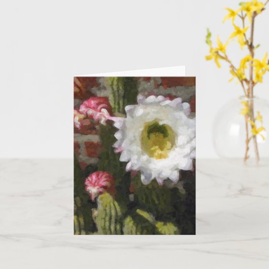 Carte de note Fleur Cactus (Fleur jaune)