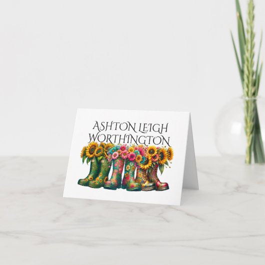 Carte de note Floral Gardening Wellies (Devant)