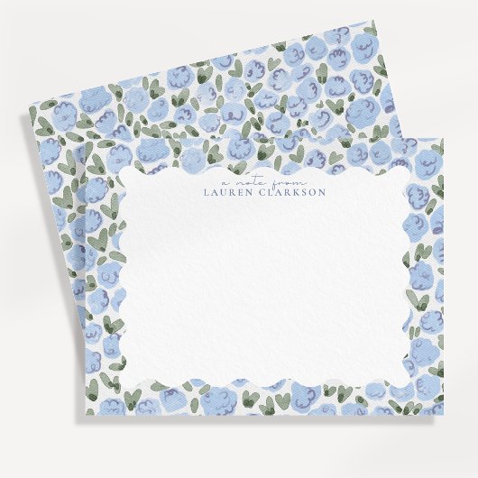 Carte de note florale de prairie estivale bleue