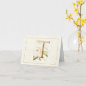 Carte de note florale Monogram T Or (Fleur jaune)