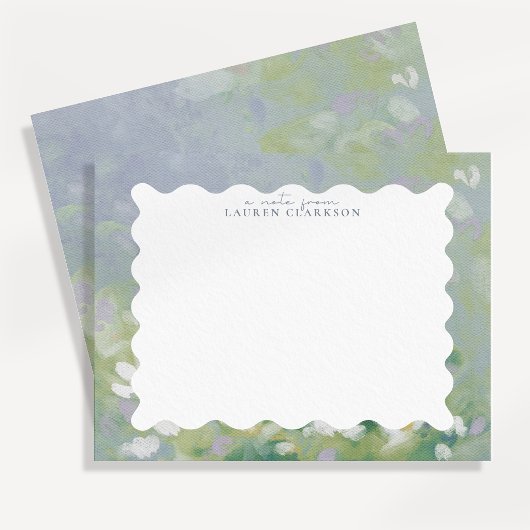 Carte de note florale pastel ondulée