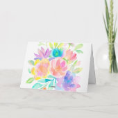 Carte de note florale Rainbow Colors Aquarelle (Dos)
