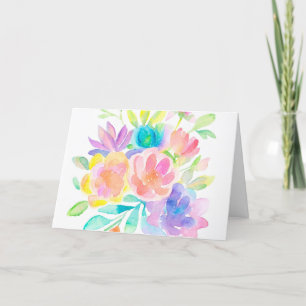 Carte de note florale Rainbow Colors Aquarelle