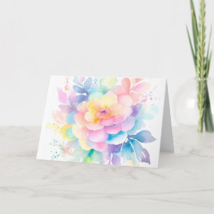 Carte de note florale Rainbow Colors Aquarelle