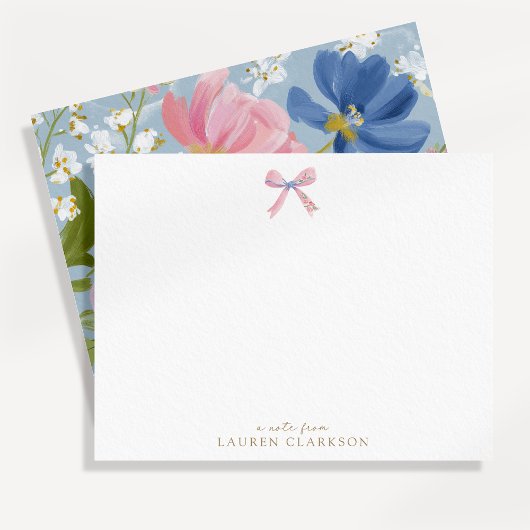 Carte de note florale rose peinte