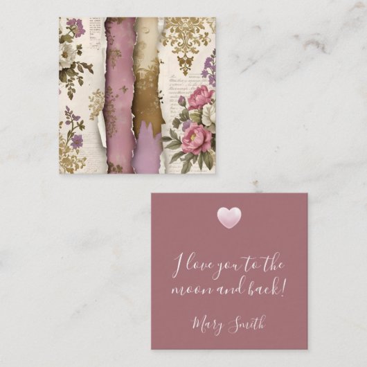 Carte de note florale vintage (Devant / Derrière)