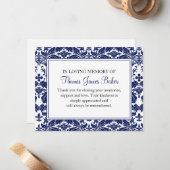 Carte de note funéraire Damask Note de deuil plat (Devant/Arrière en situation)