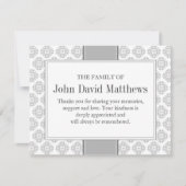 Carte de note funéraire grise Note de deuil plat (Devant)