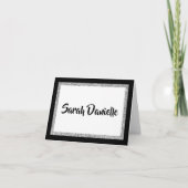 Carte de note Glittery Black & Silver Merci (Devant)