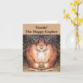 Carte de note "Gordo" le Gopher heureux (Fleur jaune)