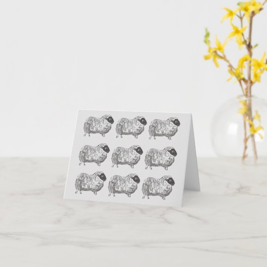 Carte de note gris clair Motif mouton (Fleur jaune)