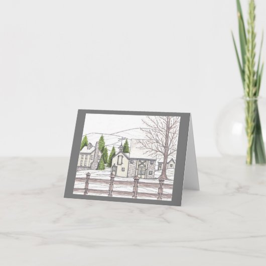 Carte de note Gris de la ferme en pierre (Devant)