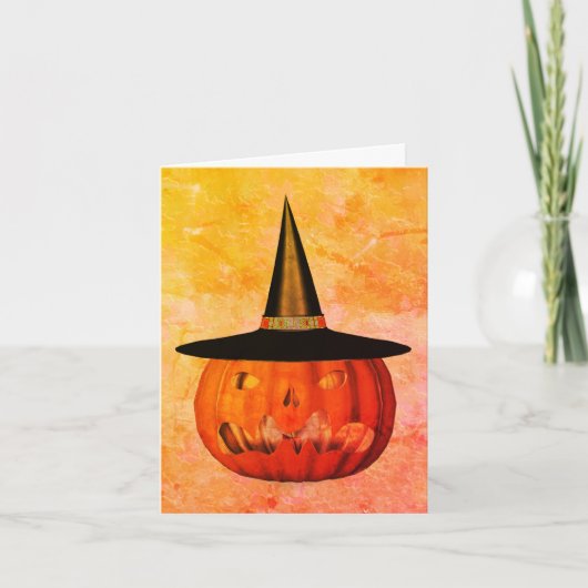 Carte de note Halloween Casquette Jack-o'-lantern  (Devant)