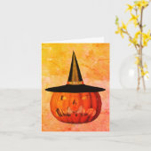 Carte de note Halloween Casquette Jack-o'-lantern  (Fleur jaune)