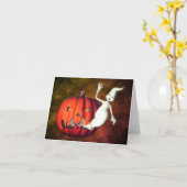Carte de note Halloween Ghost Jack-o'-lantern Cute (Fleur jaune)