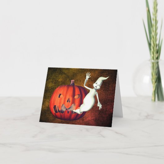 Carte de note Halloween Ghost Jack-o'-lantern Cute (Devant)