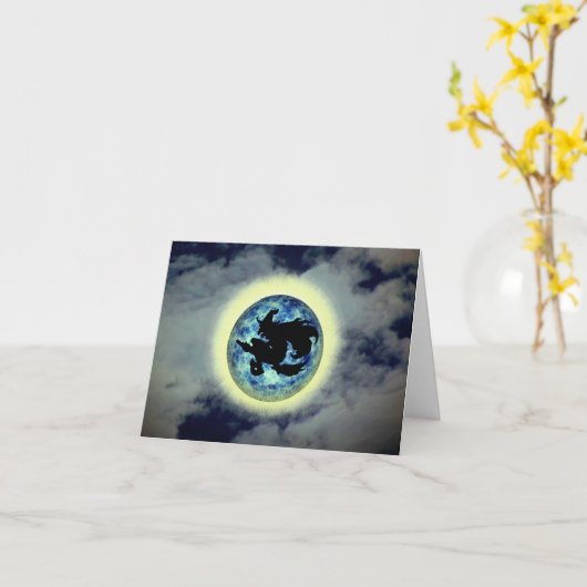 Carte de note Halloween pour sorcière Broomstick P (Fleur jaune)