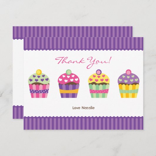 Carte de note "Heart" Cupcakes (Devant / Derrière)