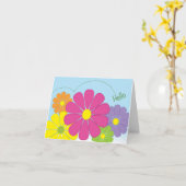 Carte de note Hello Flowers joyeux (Fleur jaune)