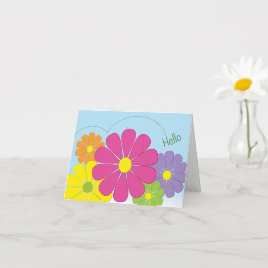 Carte de note Hello Flowers joyeux (Petite plante)