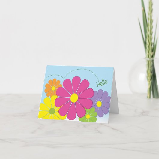 Carte de note Hello Flowers joyeux (Devant)