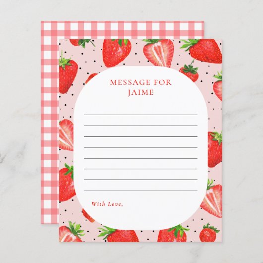 Carte de note heure d'anniversaire de la baie rose (Devant / Derrière)