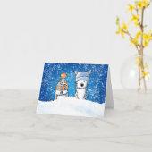 Carte de note hiver Westies (Fleur jaune)