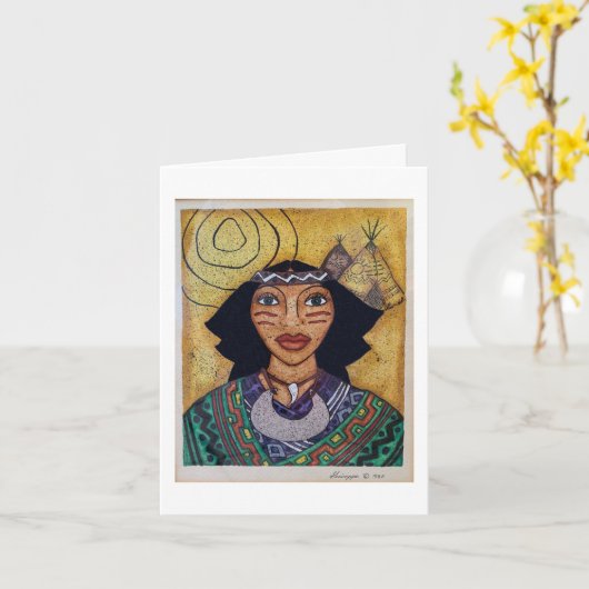 Carte de note indienne Lady (Fleur jaune)