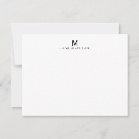 Carte de note initiale de monogramme moderne simpl (Devant)