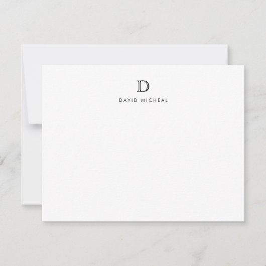 Carte de note initiale de monogramme simple classi (Devant)