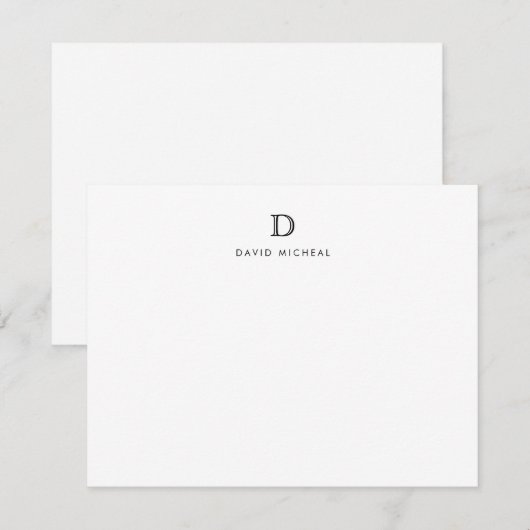Carte de note initiale de monogramme simple classi (Devant / Derrière)