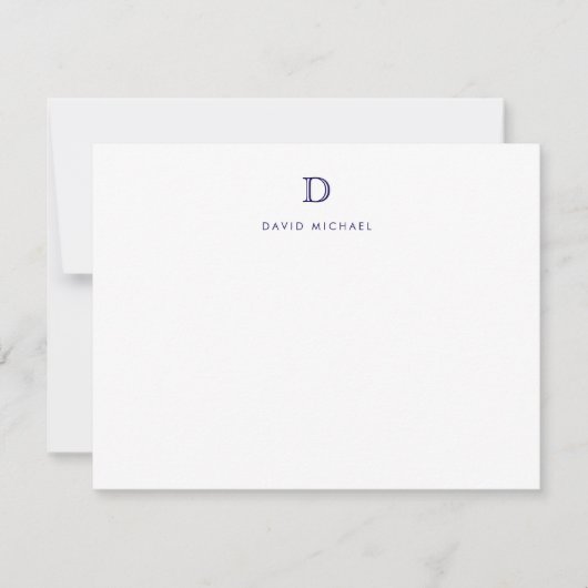 Carte de note initiale de monogramme simple classi (Devant)