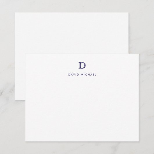 Carte de note initiale de monogramme simple classi (Devant / Derrière)