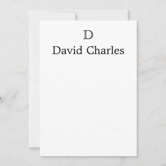Carte de note initiale monogramme simple classique (Devant)